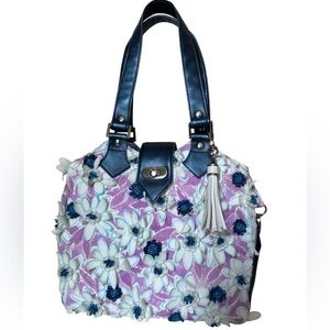 Handmade Floral Blue and Purple Women's Bag